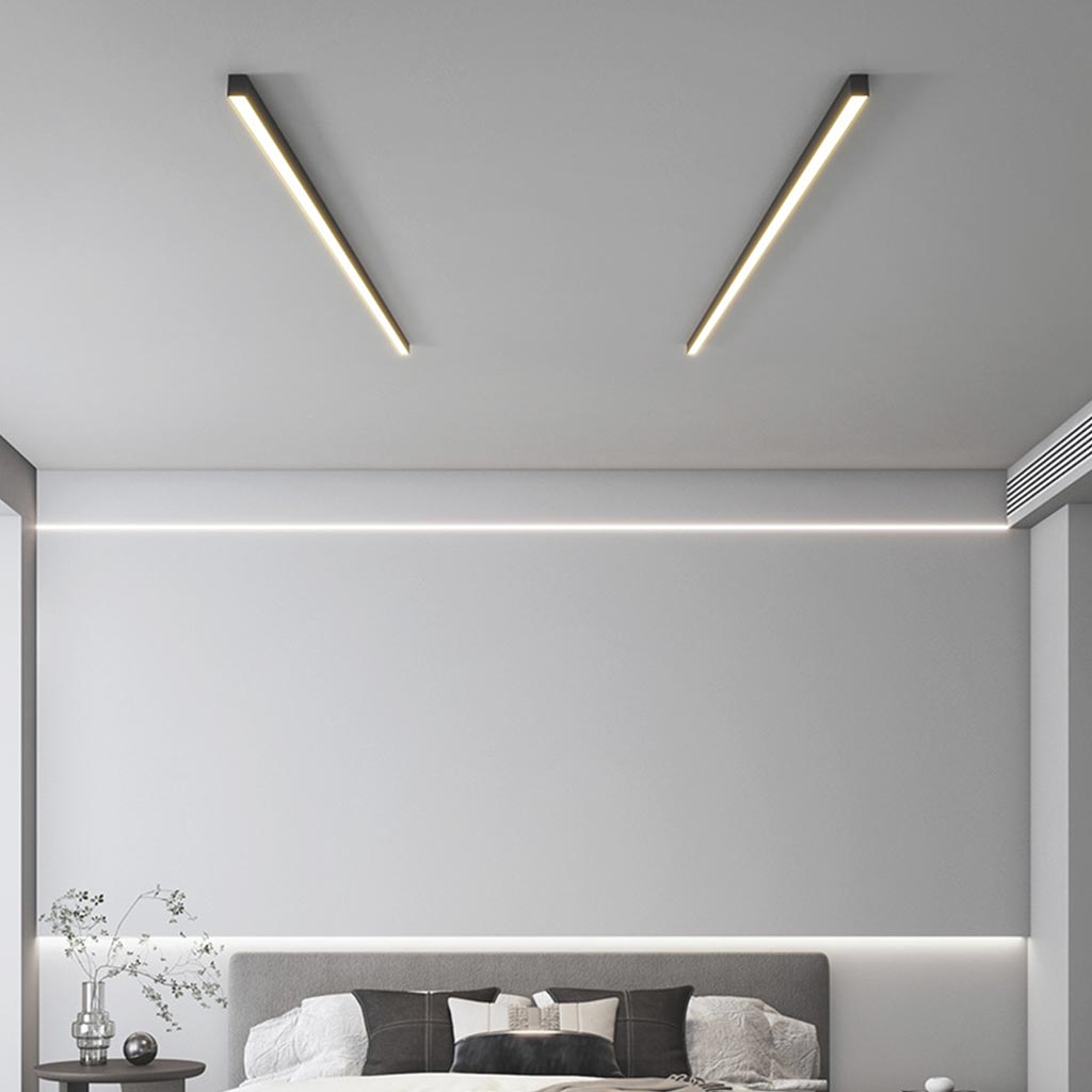 Minimalista LED-es lineáris mennyezeti lámpa — síkban illeszkedő lámpatest