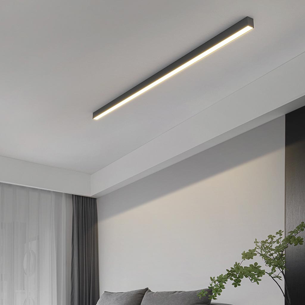 Minimalista LED-es lineáris mennyezeti lámpa — síkban illeszkedő lámpatest