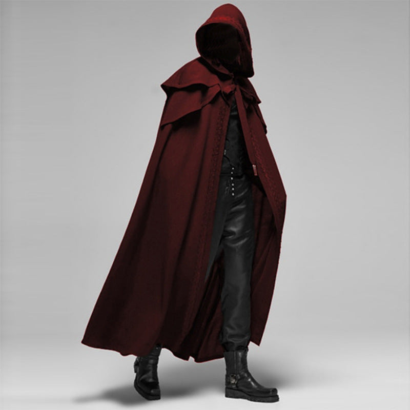 Nightfall Velvet Cape — Full-Length Unisex Gothic Cotton-Polyester