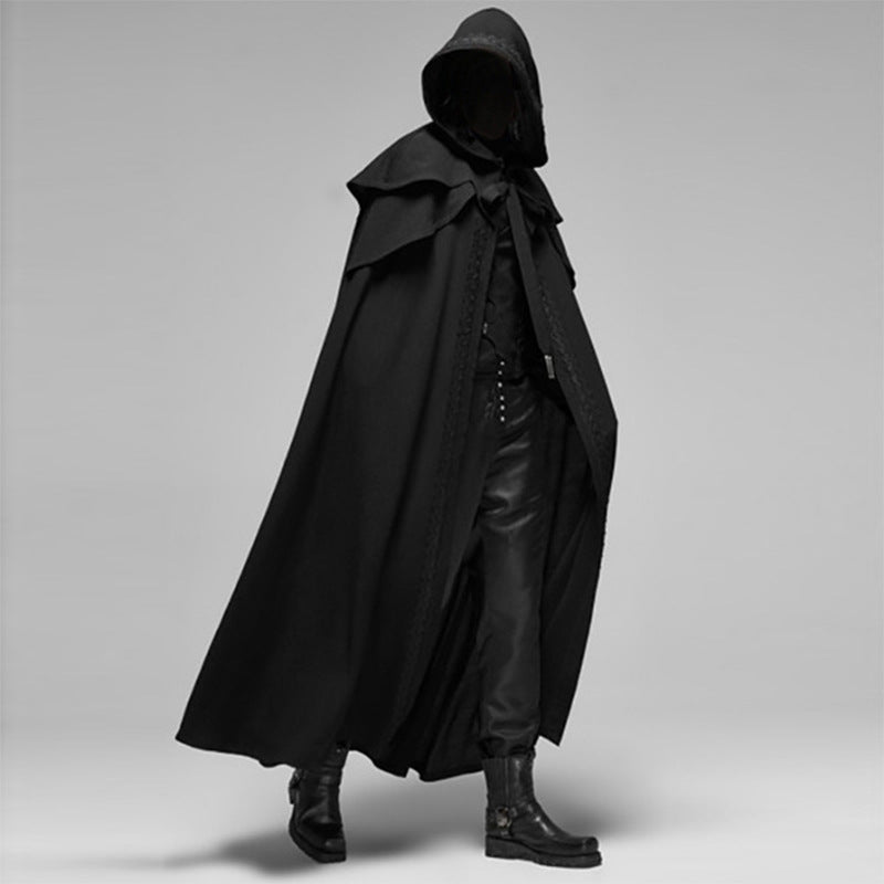 Nightfall Velvet Cape — Full-Length Unisex Gothic Cotton-Polyester
