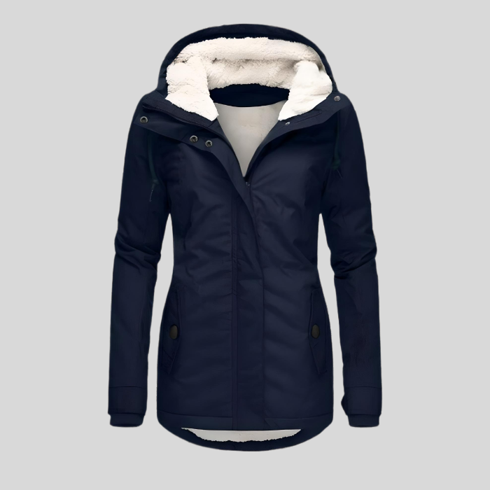 Chaqueta impermeable con forro polar para mujer — Cobertura ampliada para la lluvia