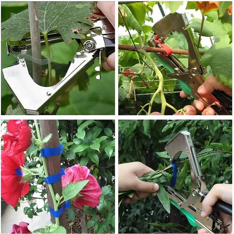 Einhändiges Bindewerkzeug für Pflanzen – Band und Clips, 50 mm Öffnung | livraina