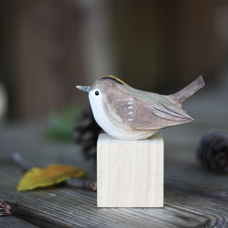 Hand-Carved Wooden Robin Ornament — Scandinavian Bird Figurine