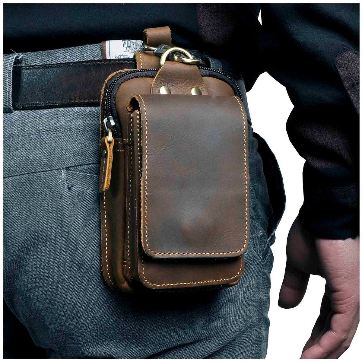 Smalle leren heuptas — compacte organizer voor elke dag