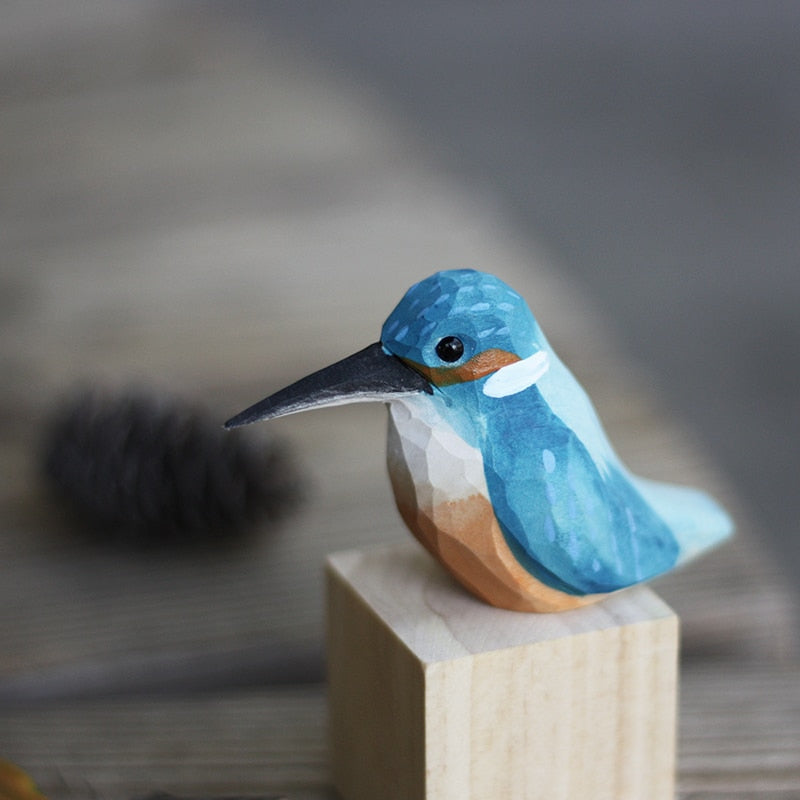 Hand-Carved Wooden Robin Ornament — Scandinavian Bird Figurine