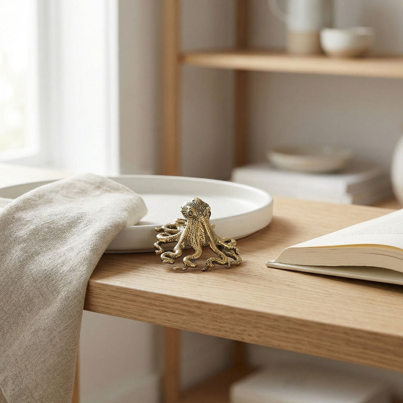 Nautische Eleganz – Kunstvoll gefertigte Messingfigur eines Oktopus | livraina