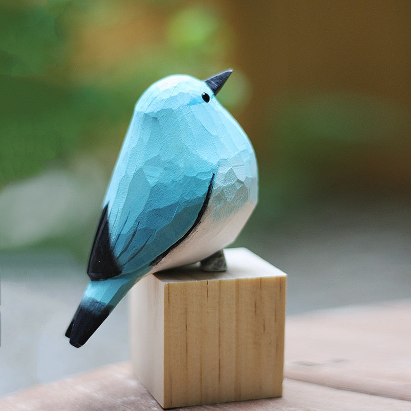 Hand-Carved Wooden Robin Ornament — Scandinavian Bird Figurine