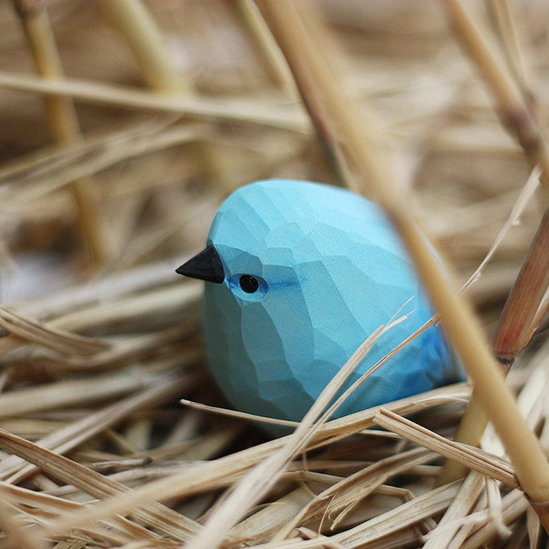 Hand-Carved Wooden Robin Ornament — Scandinavian Bird Figurine