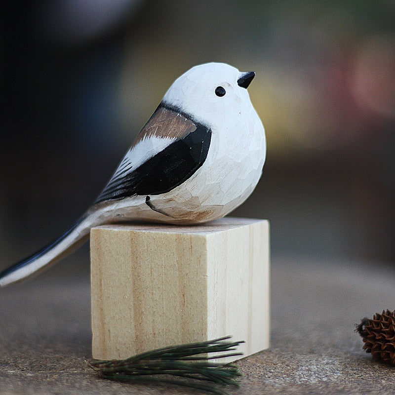 Hand-Carved Wooden Robin Ornament — Scandinavian Bird Figurine