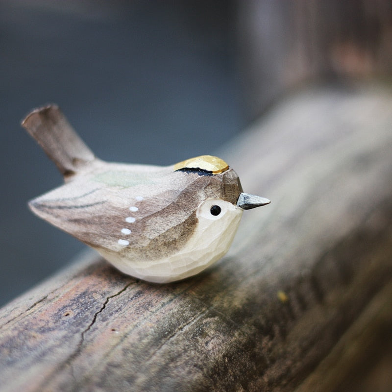 Hand-Carved Wooden Robin Ornament — Scandinavian Bird Figurine