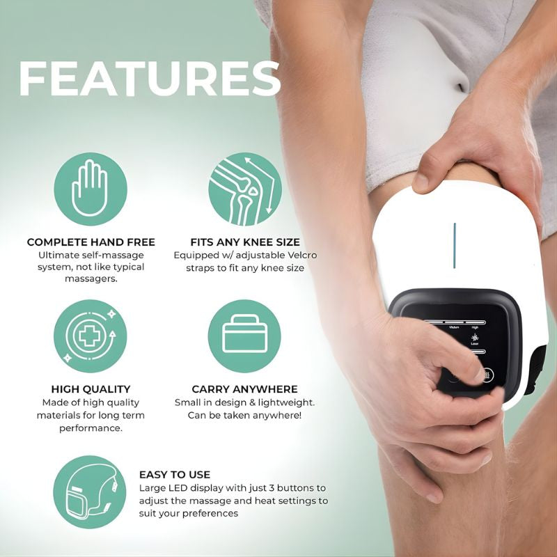 Cordless Heated Knee Massager — Adjustable Heat, 3 Vibration Modes