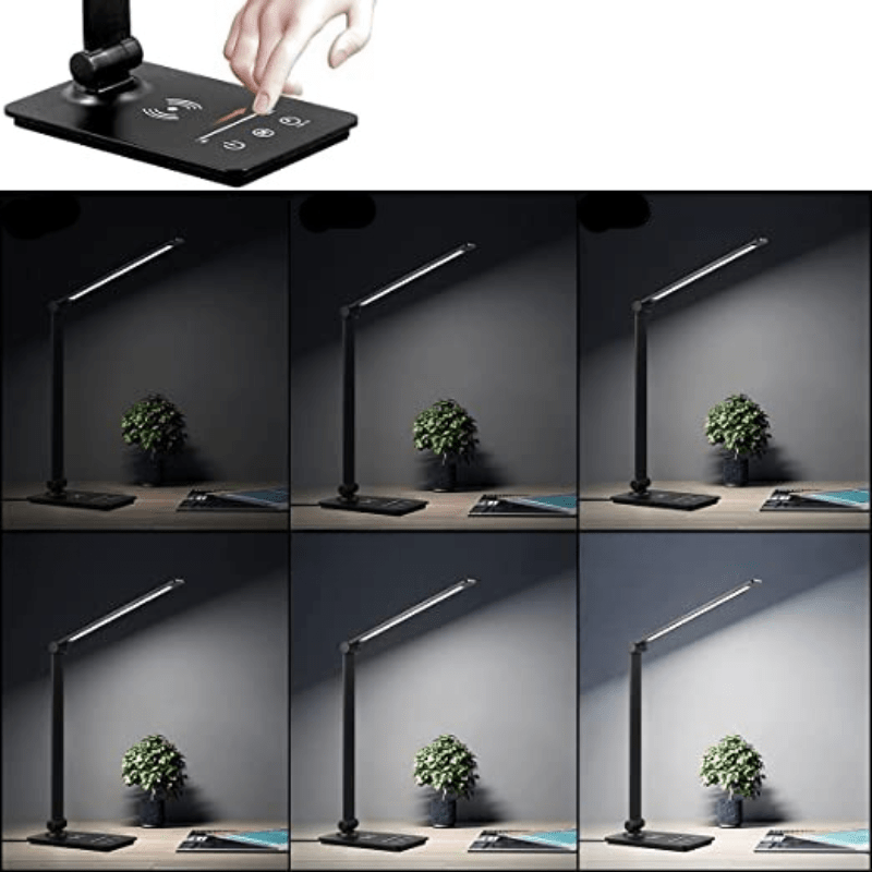 מנורת שולחן LED NovaLite — טעינת Qi, בהירות מתכווננת במגע