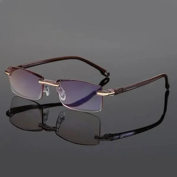 Multifocal Rimless Reading Glasses - Blue Light Blocking - Near and Distance Vision | livraina