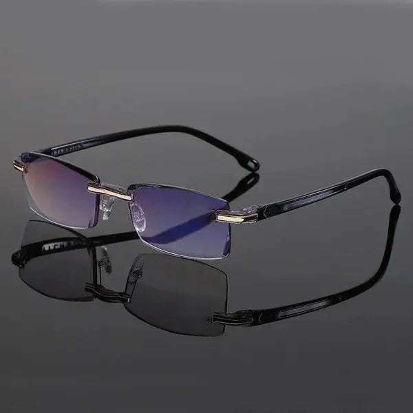Multifocal Rimless Reading Glasses - Blue Light Blocking - Near and Distance Vision | livraina