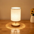 Stolní lampa Natural Elegance s dřevěnou základnou a lněným stínidlem | livraina