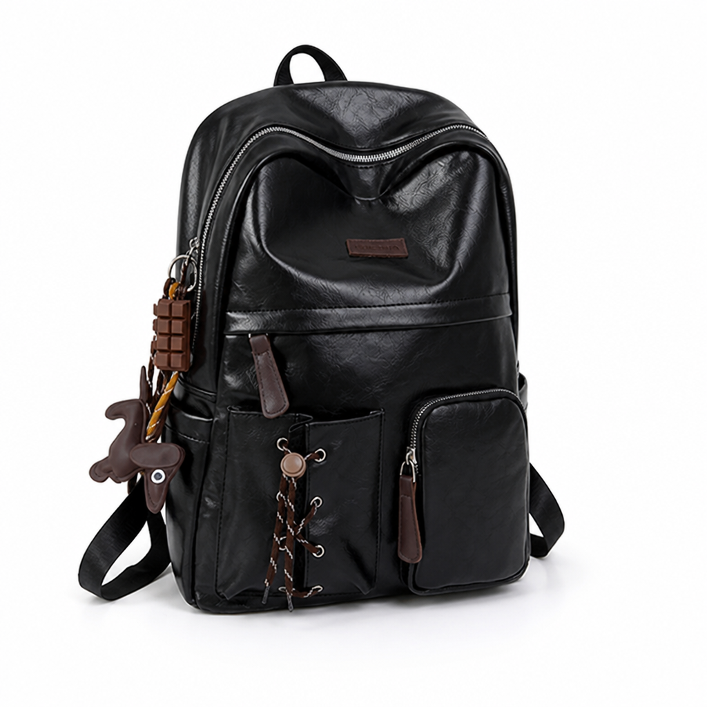 Multi-Compartment Leather School Backpack | livraina