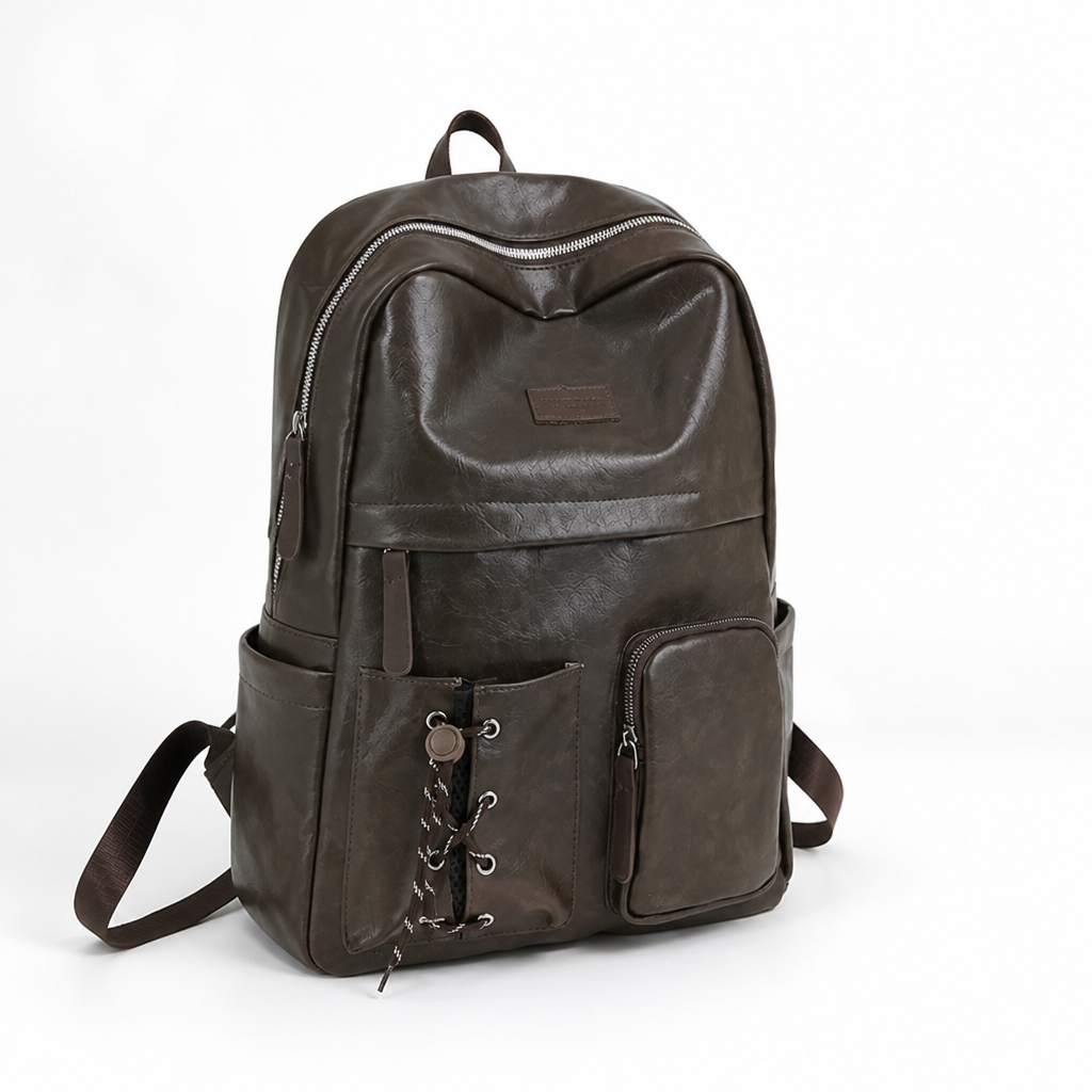 Multi-Compartment Leather School Backpack | livraina