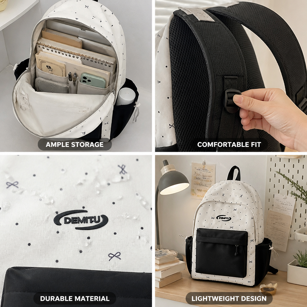 Lett skoleryggsekk med flere lommer | livraina