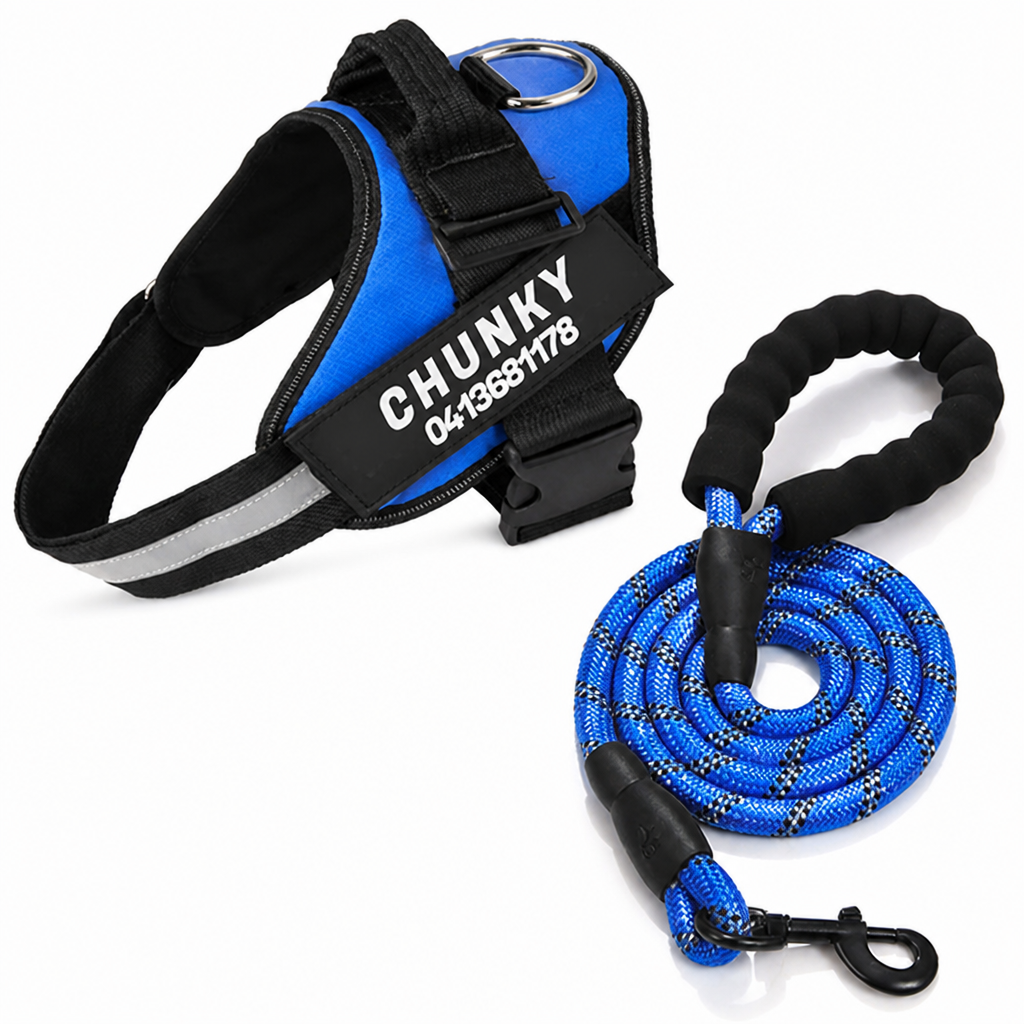 Harnais ergonomique réfléchissant anti-traction pour chien (personnalisé) | livraina