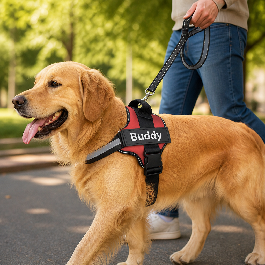 Harnais ergonomique réfléchissant anti-traction pour chien (personnalisé) | livraina
