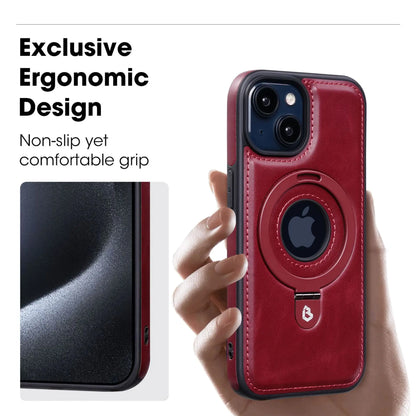 Magnetické kožené pouzdro na smartphone — tenký kryt, bezpečný kroužkový držák