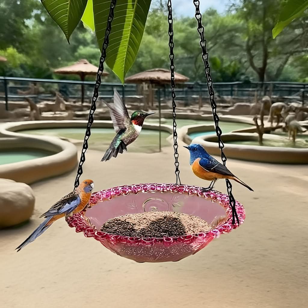 מתקן האכלה תלוי חיצוני לציפורים עם שתי קערות - עיצוב תלוי | livraina