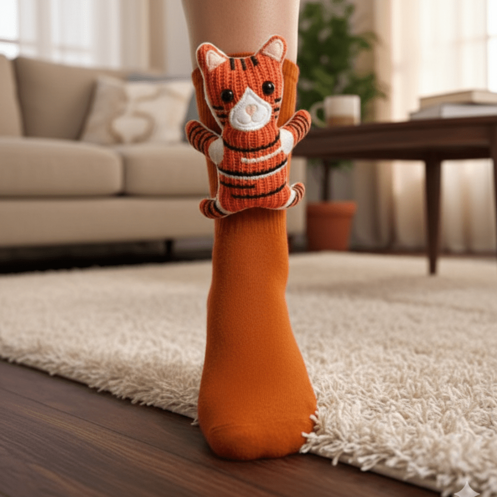 Calzini da casa 3D con animali SnugNest — Vestibilità confortevole, suola antiscivolo