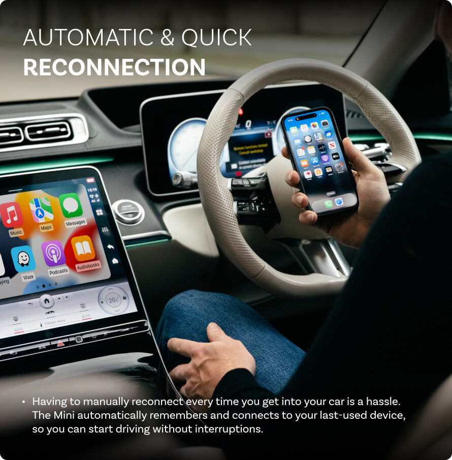 محوّل لاسلكي صغير لـ CarPlay وAndroid Auto - ترقية دون أسلاك