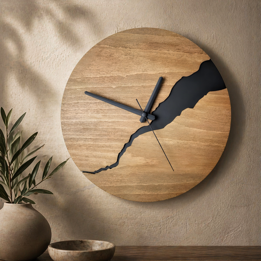 Natuurgeïnspireerde houten wandklok met kwartsnauwkeurigheid | livraina