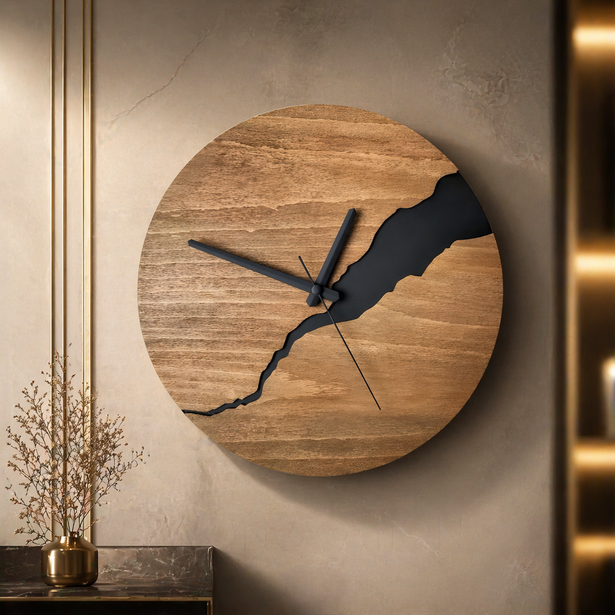 Natuurgeïnspireerde houten wandklok met kwartsnauwkeurigheid | livraina