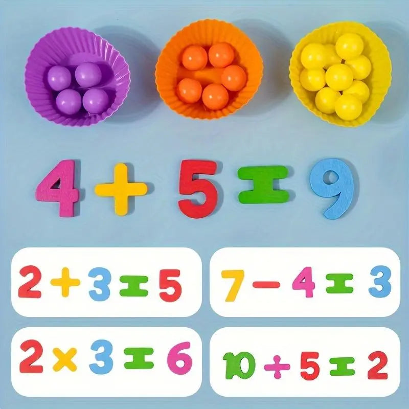 Σετ εκμάθησης μαθηματικών Montessori με ξύλινες χάντρες μέτρησης | livraina