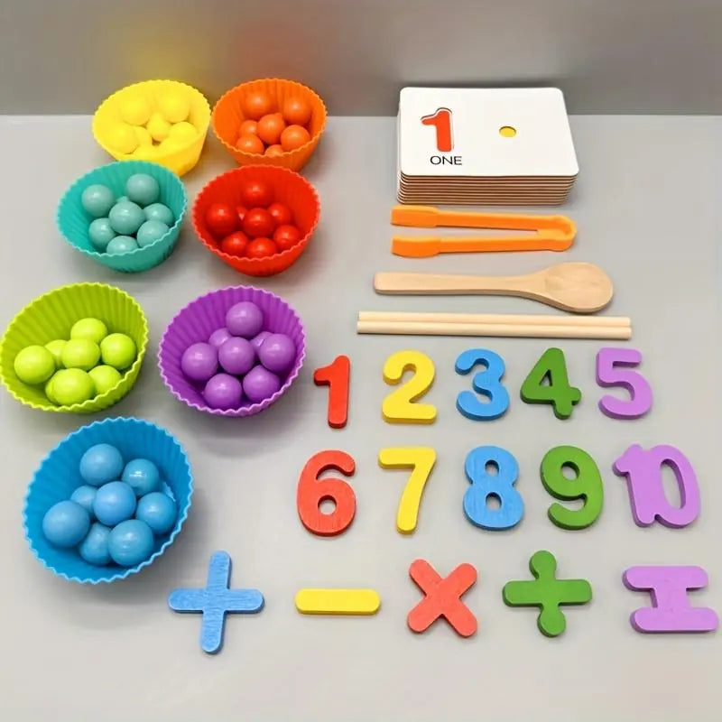 Montessori matematikai fejlesztő készlet fa számolópálcákkal | livraina