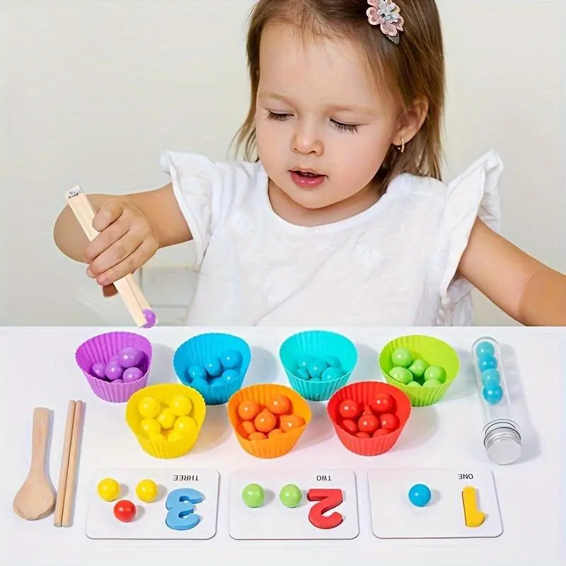 Σετ εκμάθησης μαθηματικών Montessori με ξύλινες χάντρες μέτρησης | livraina