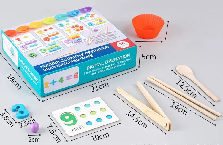 Σετ εκμάθησης μαθηματικών Montessori με ξύλινες χάντρες μέτρησης | livraina