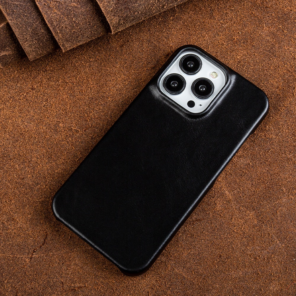 Husă din piele ceruită cu ulei pentru iPhone — ediția elegantă Nova Creations