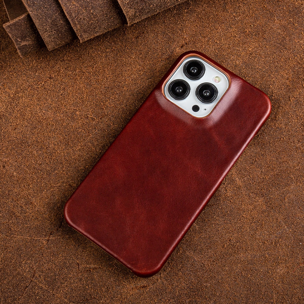 Husă din piele ceruită cu ulei pentru iPhone — ediția elegantă Nova Creations