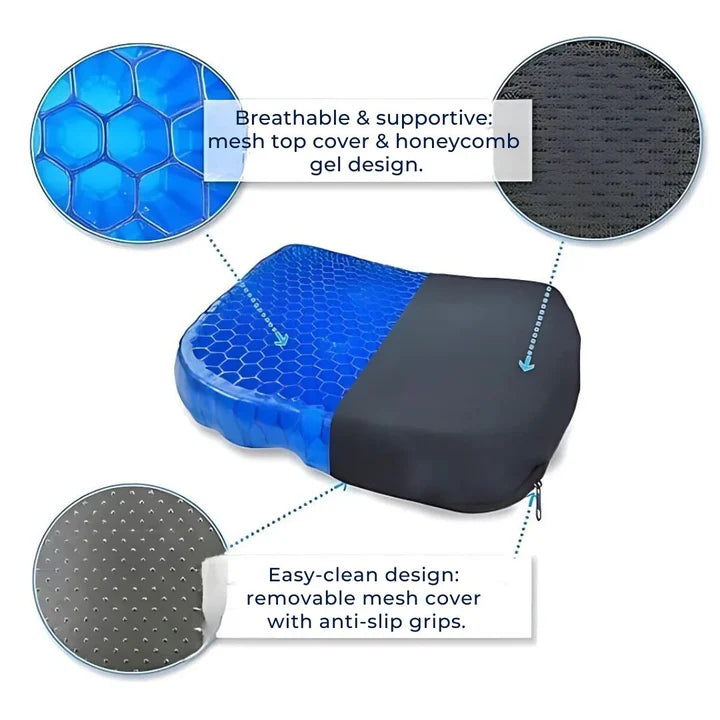 Orthopedisch gel-zitkussen - ademend honingraatdesign - drukverlichtend comfort | livraina