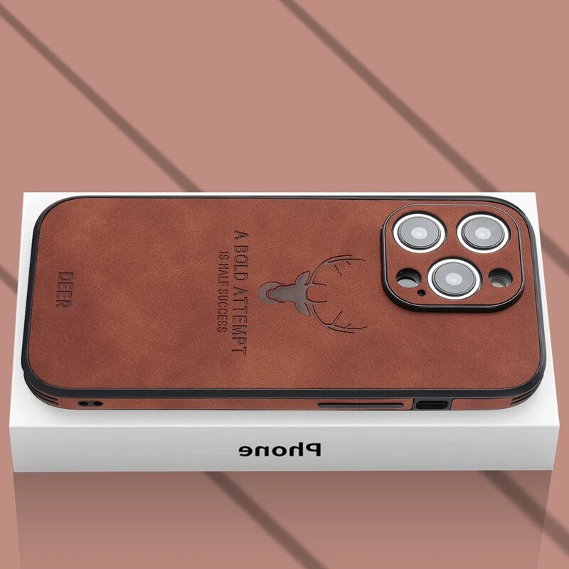 Funda delgada de cuero genuino para smartphone — Carcasa elegante y resistente a los golpes