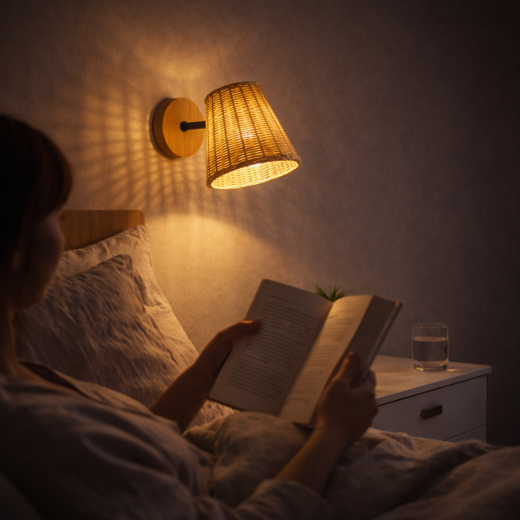 Natural Woven Sconce Light with Elegant Wood Mount | livraina