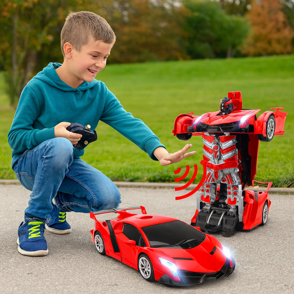 RC transformující robotické auto s ovládáním gesty — LED světla