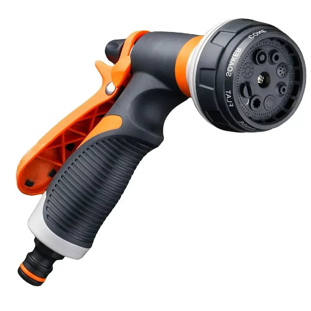 Pistola pulverizadora de jardín AquaPulse — Ocho modos de pulverización, boquilla ajustable, chorro de alta presión