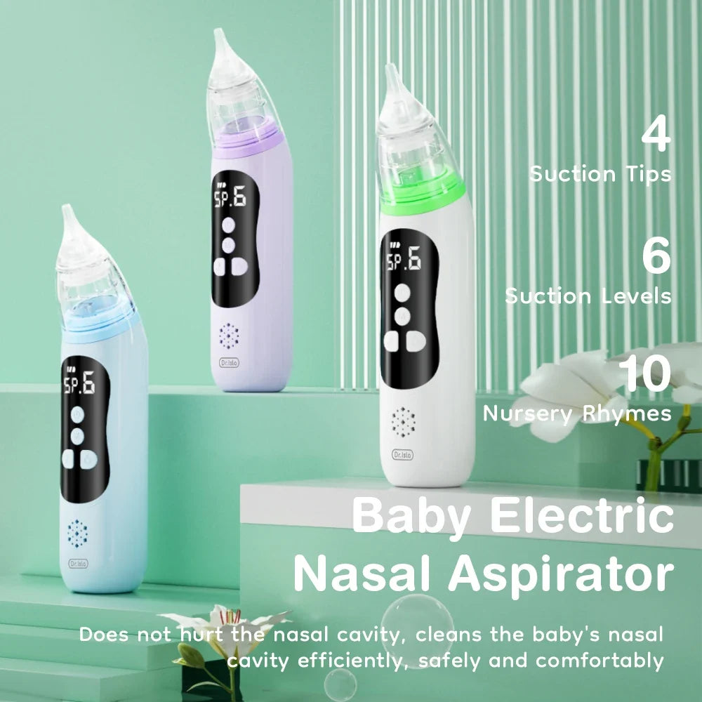 Baby Electric Nasal Aspirator — 6 Modes, Soft Silicone, Music