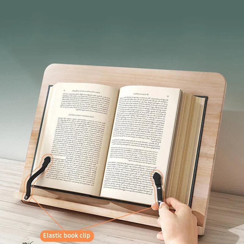 Adjustable Pine Book Holder — Hands-Free Reading Stand