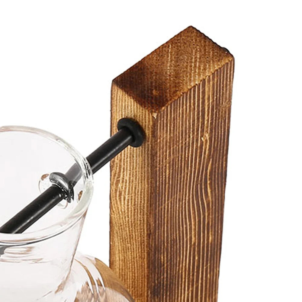 WoodenBloom hydroponisk glasvase med træstativ