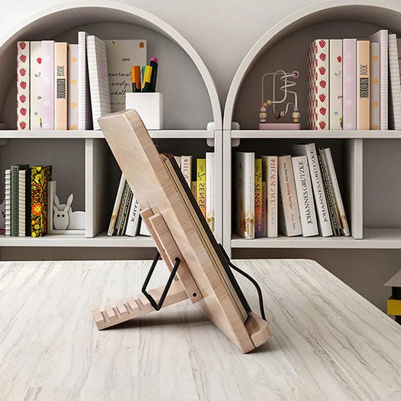 Adjustable Pine Book Holder — Hands-Free Reading Stand