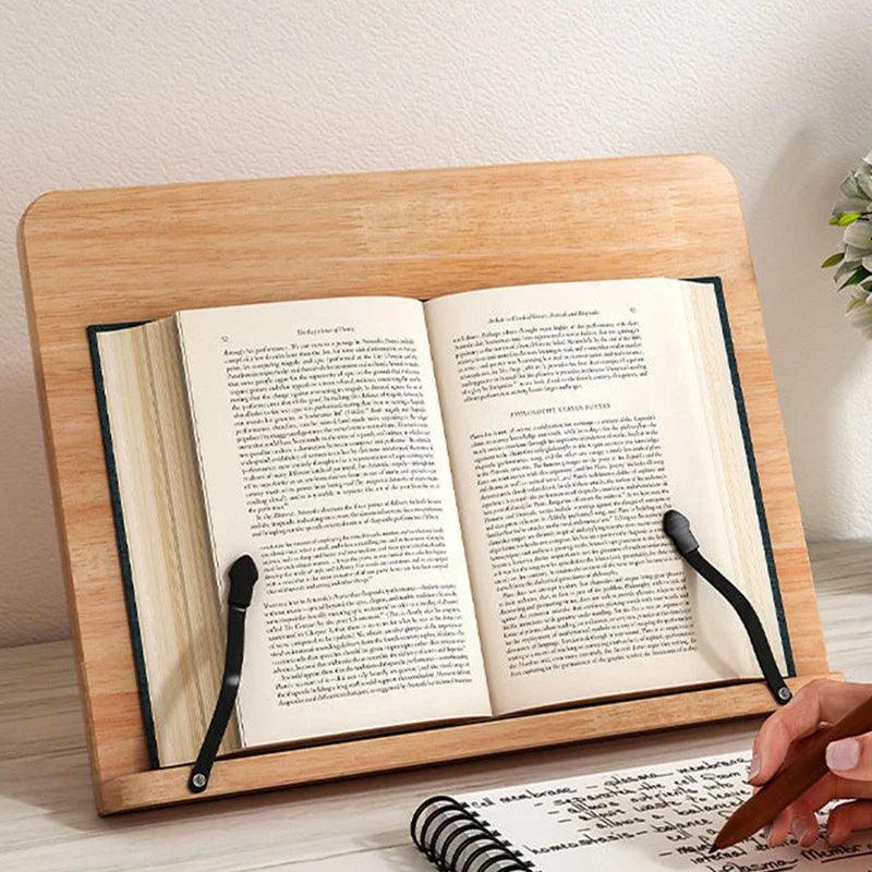 Adjustable Pine Book Holder — Hands-Free Reading Stand