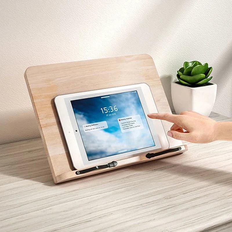 Adjustable Pine Book Holder — Hands-Free Reading Stand