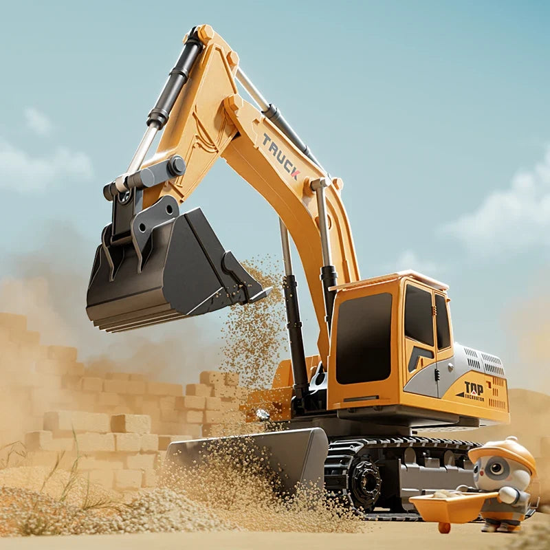 RoboExcavator radiografisch bestuurbare speelgoedgraafmachine — Legering, licht en geluid