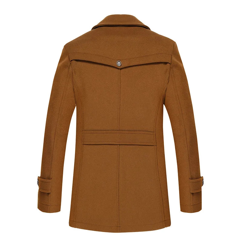 Nord strukturerad trenchcoat för män med dubbel krage, mellanlång modell