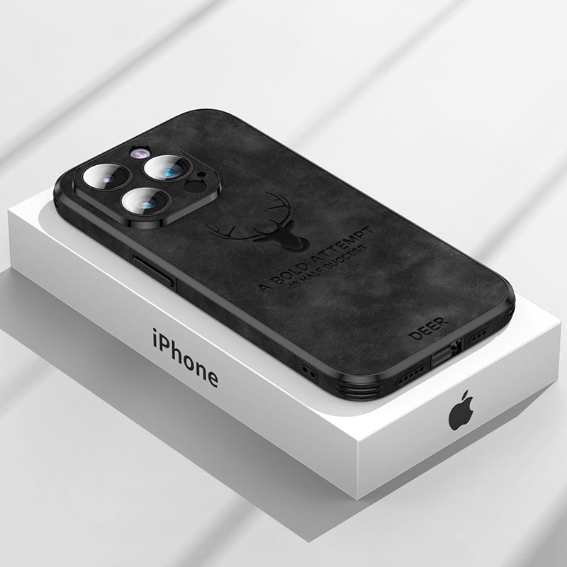 Funda delgada de cuero genuino para smartphone — Carcasa elegante y resistente a los golpes